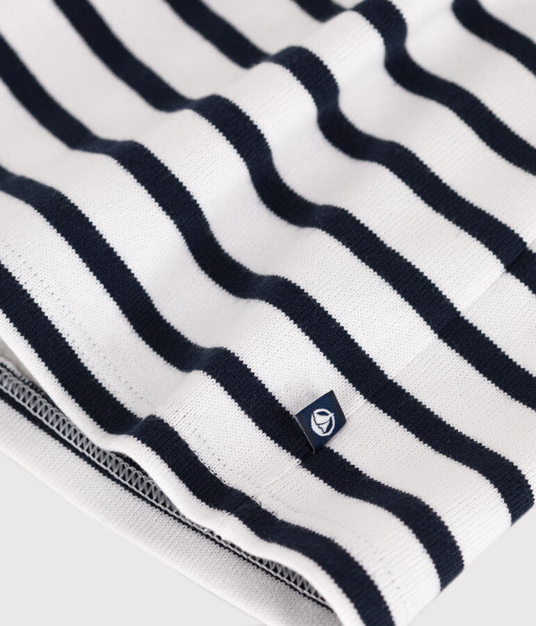 Vestido marinero de algod&oacute;n grueso de manga larga para beb&eacute; blanco/azul