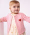 C&aacute;rdigan de algod&oacute;n liso con insignia de coraz&oacute;n para beb&eacute; rosa
