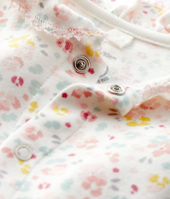 Body de flores de tejido acanalado con cuello para bebé niña blanco MARSHMALLOW/blanco MULTICO