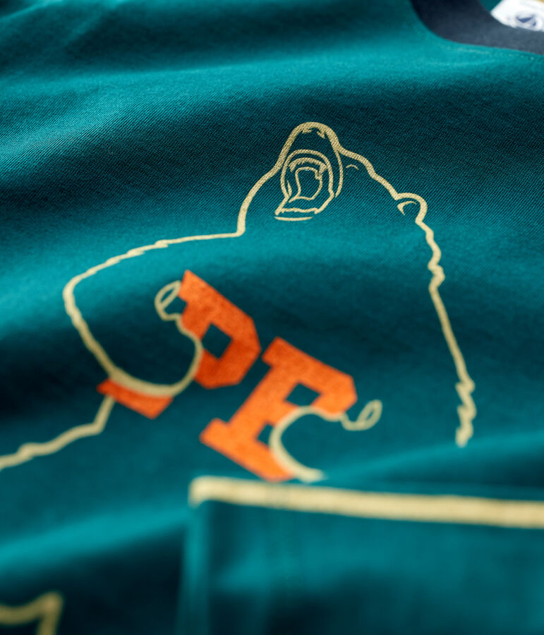 Camiseta de manga larga de algod&oacute;n de ni&ntilde;o verde