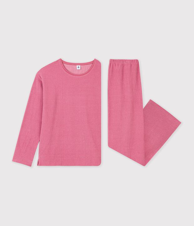 Pijama de terciopelo liso para mujer rosa