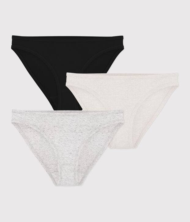 Juego de 3 braguitas de algod&oacute;n fino para mujer multicolor