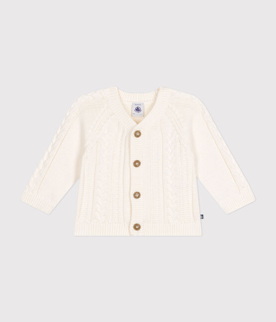 Cárdigan de algodón para bebé blanco MARSHMALLOW