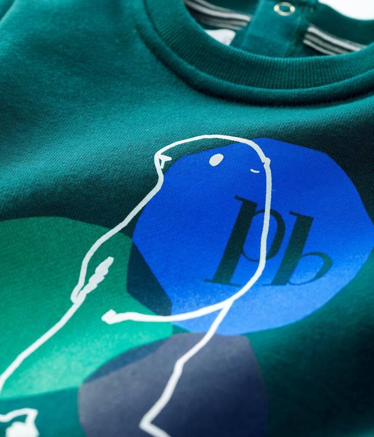 Sudadera de mulet&oacute;n de beb&eacute;. verde