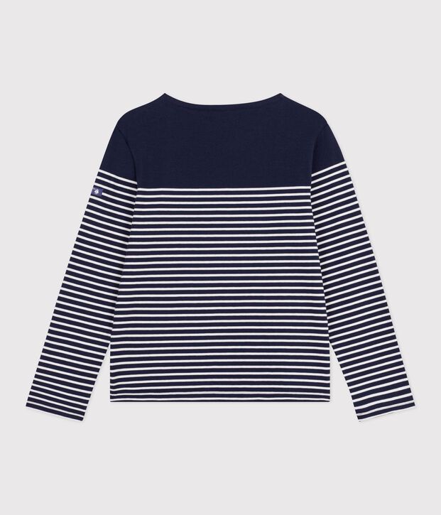 Marinera de algod&oacute;n a rayas para mujer azul/blanco