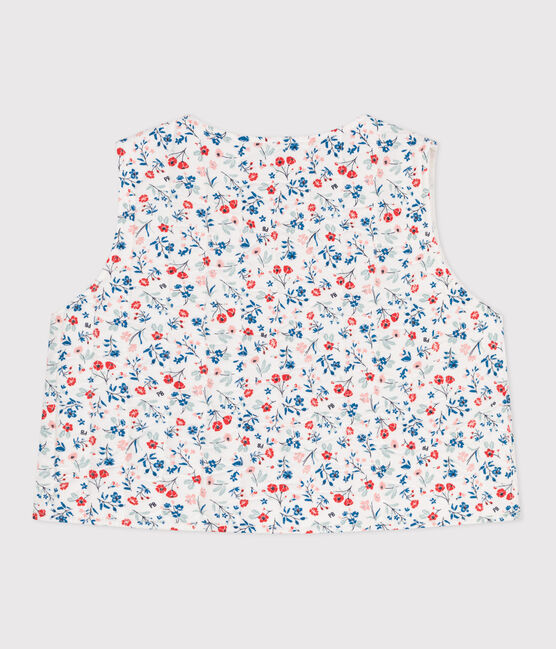Chaqueta sin mangas de popelina con estampado de flores para bebé blanco MARSHMALLOW/blanco MULTICO