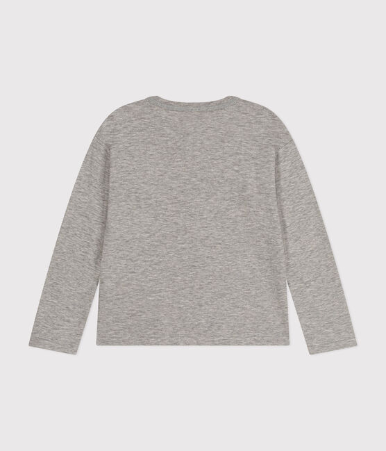 Camiseta de algodón de manga larga de niño gris CHATON CHINE