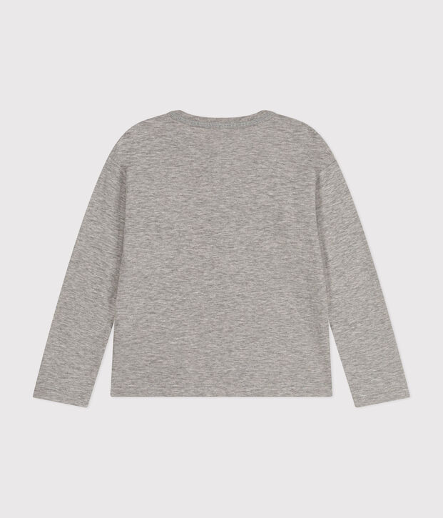 Camiseta de algod&oacute;n de manga larga de ni&ntilde;o gris