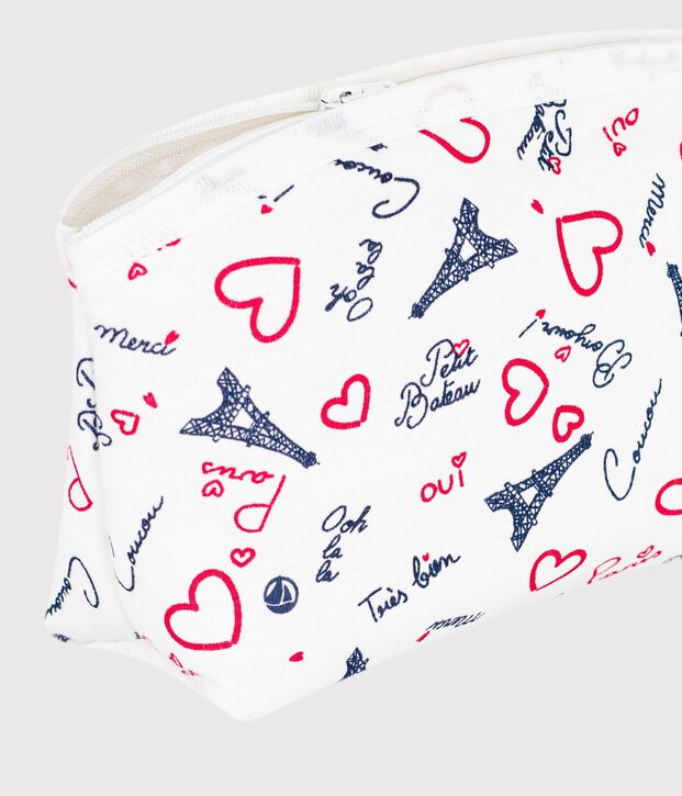 Bolsa de mano de algod&oacute;n con estampado de Par&iacute;s para beb&eacute; blanco/multicolor