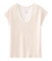 Camiseta manga corta lisa de lino irisada para mujer blanco MARSHMALLOW/rosa COPPER