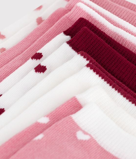 5 pares de calcetines infantiles lisos de algodón con estampado de corazones variante 1