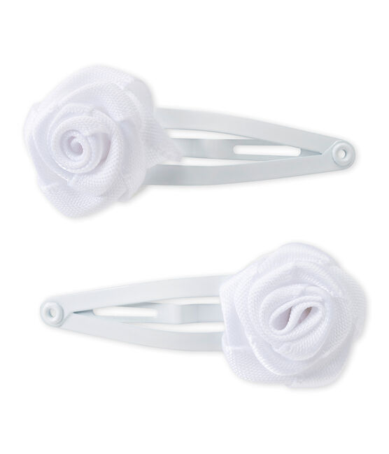 Lote de 2 clips para el pelo bebé niña blanco MARSHMALLOW
