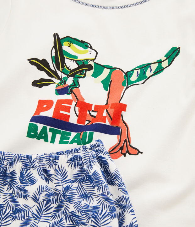 Pijama corto de punto para ni&ntilde;o blanco/multicolor