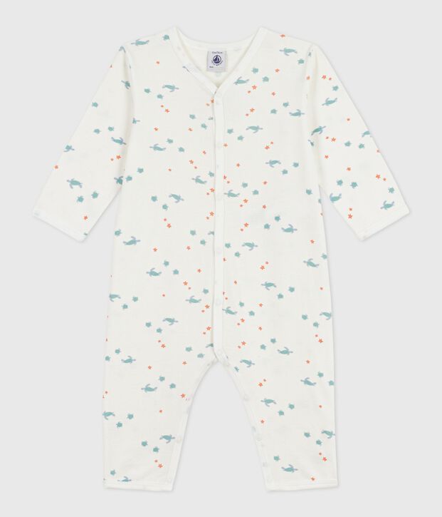 Pijama sin pies de algod&oacute;n con estampado de tortugas para beb&eacute; blanco/multicolor
