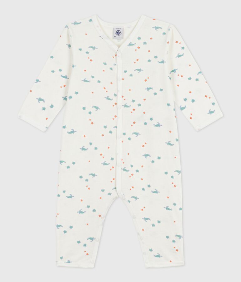 Pijama sin pies de algod&oacute;n con estampado de tortugas para beb&eacute; blanco/multicolor