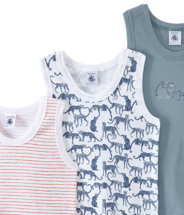 Lote de 3 camisetas sin mangas para ni&ntilde;o blanco