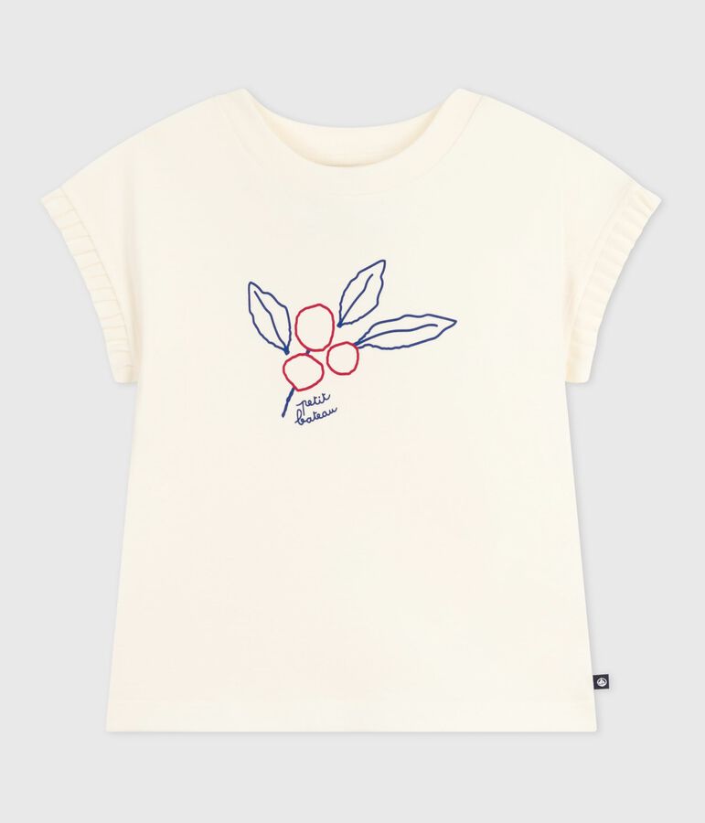 Camiseta infantil estampada de manga corta crudo