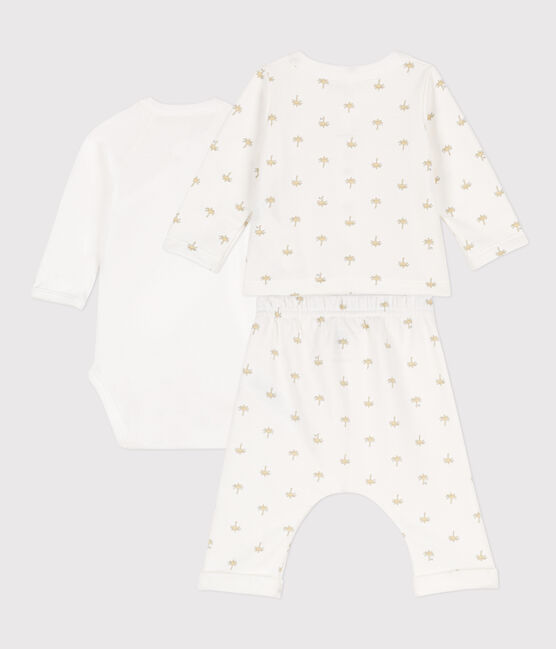 Conjunto de algodón estampado para bebé blanco MARSHMALLOW/blanco MULTICO