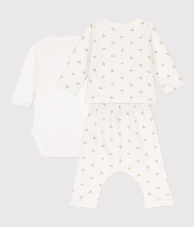 Conjunto de algod&oacute;n estampado para beb&eacute; blanco/multicolor