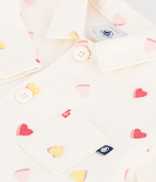 Mono largo de algod&oacute;n con estampado de corazones para beb&eacute; crudo/multicolor