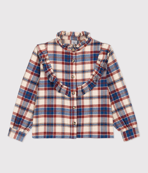 Blusa a cuadros de franela de ni&ntilde;a crudo/multicolor