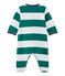Pelele de terciopelo de rayas para bebé niño verde OLIVIER/blanco ECUME