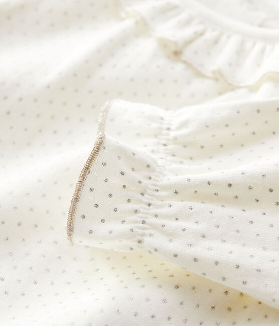 Blusa de algodón de bebé. blanco MARSHMALLOW/gris ARGENT