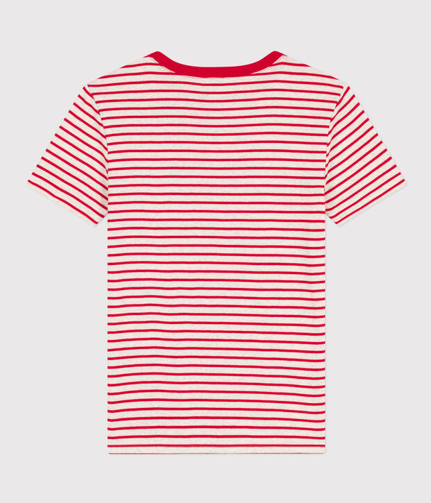 Camiseta LA ICONICA de algod&oacute;n con cuello redondo para mujer beige/rojo