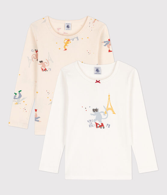 Juego de 2 camisetas de manga larga de algodón de niña/niño variante 1