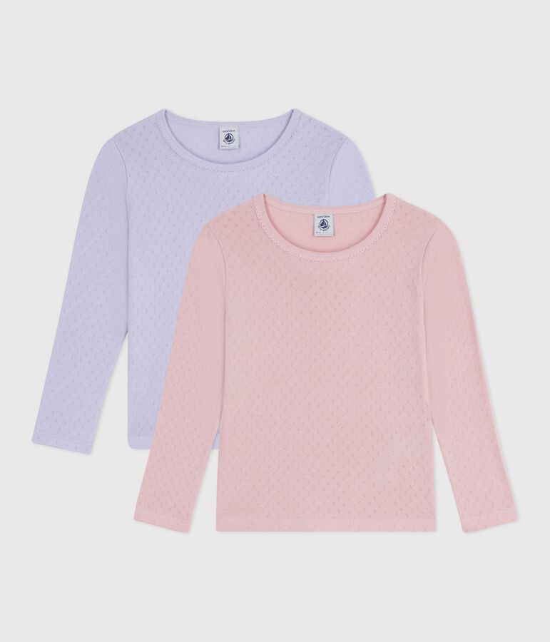 Juego de camisetas infantiles de algod&oacute;n calado de manga larga multicolor