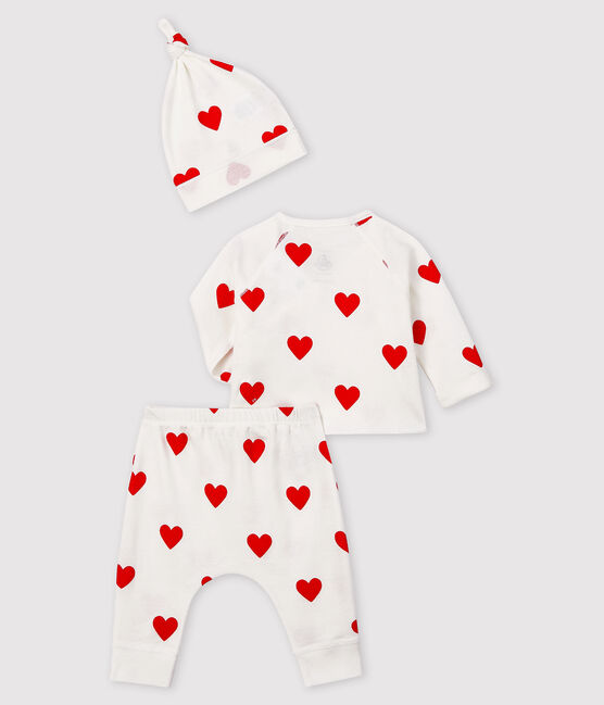 Conjunto de regalo de corazones rojos de bebé de algodón ecológico blanco MARSHMALLOW/rojo TERKUIT