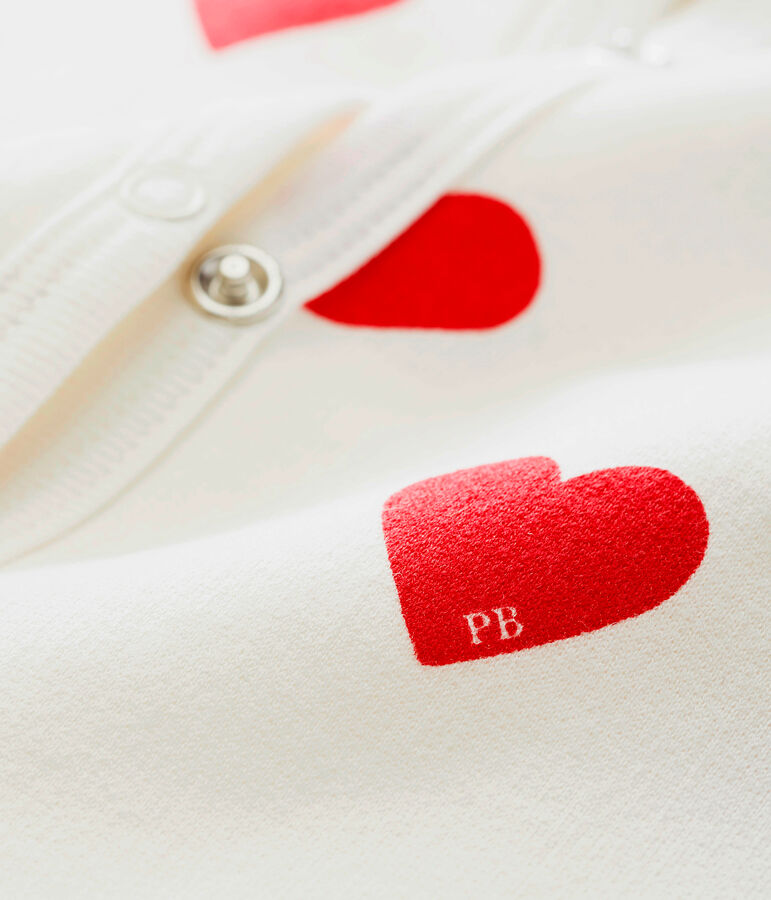 Pelele de punto mulet&oacute;n con corazones rojos para beb&eacute; blanco/rojo