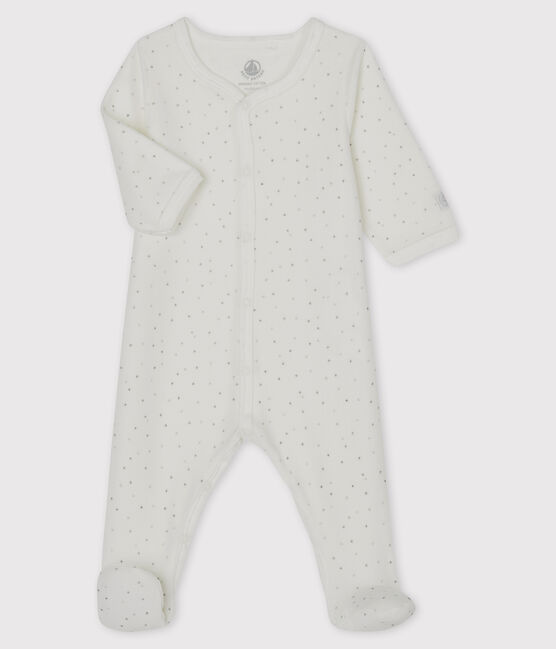 Pelele blanco con estampado de estrellas de terciopelo blanco MARSHMALLOW/blanco MULTICO