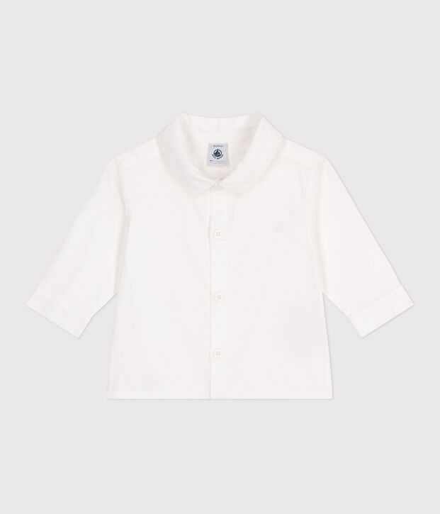 Camisa lisa de algod&oacute;n para beb&eacute; blanco
