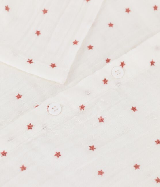 Camisa de gasa de algodón ecológico para bebé blanco MARSHMALLOW/rojo OMBRIE