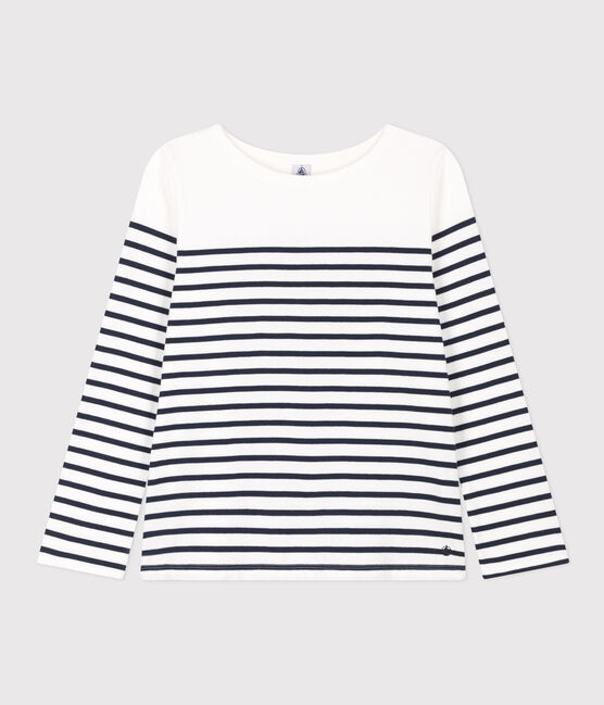 Marinera de algodón para mujer blanco MARSHMALLOW/azul SMOKING