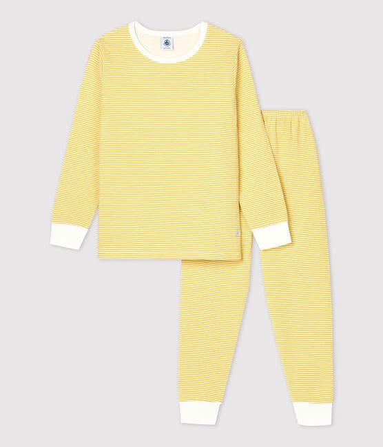 Pijama amarillo de niña/niño de túbico de algodón orgánico OCRE/MARSHMALLOW | Petit Bateau