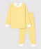 Pijama milrayas amarillo de ni&ntilde;a/ni&ntilde;o de t&uacute;bico de algod&oacute;n org&aacute;nico amarillo/blanco