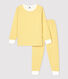 Pijama milrayas amarillo de niña/niño de túbico de algodón orgánico