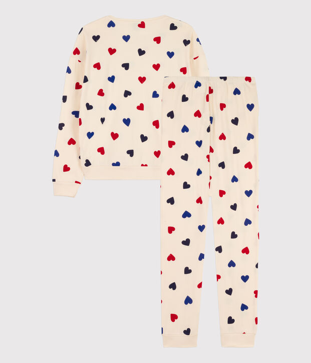 Pijama con coraz&oacute;n de algod&oacute;n de mujer crudo/multicolor