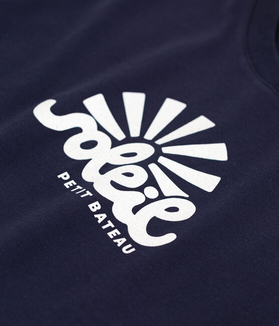 Camiseta Recta de algodón liso para mujer azul SMOKING