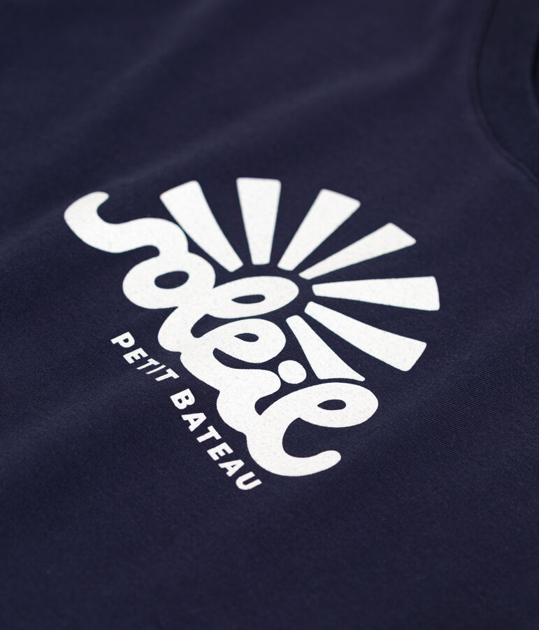 Camiseta Recta de algod&oacute;n liso para mujer azul