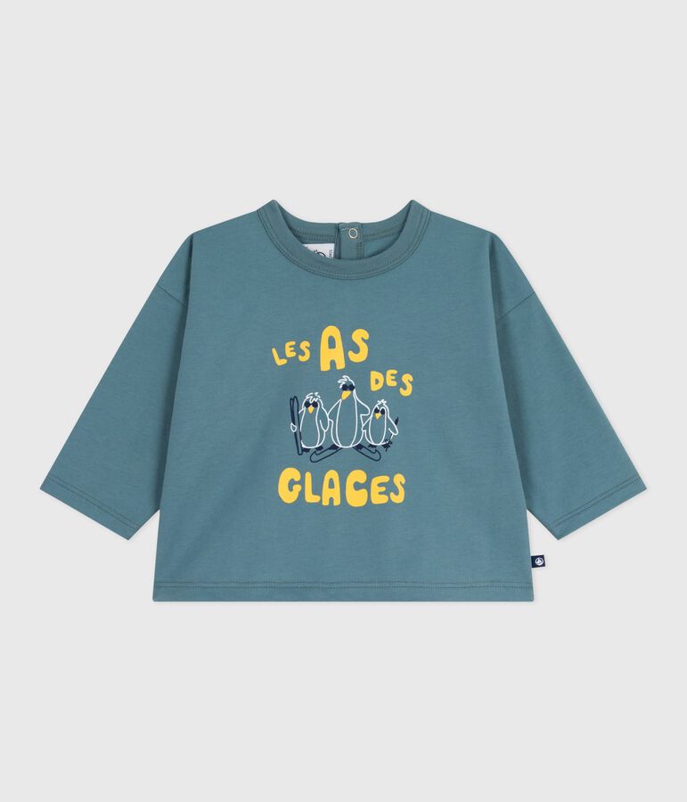 Camiseta de algod&oacute;n de manga larga para beb&eacute; azul