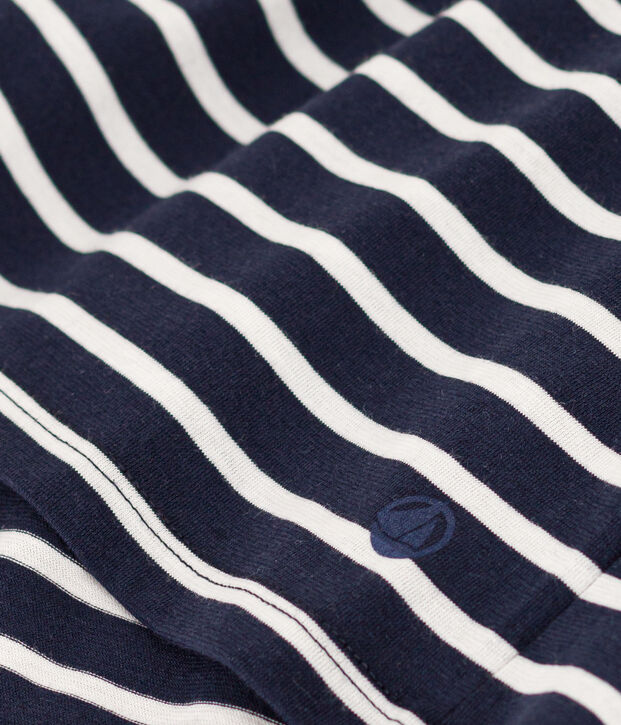 Camiseta LA RECTA de algod&oacute;n con cuello de pico para mujer azul/blanco