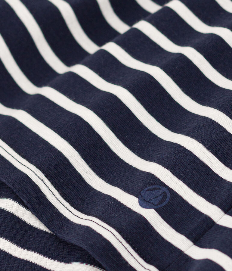 Camiseta LA RECTA de algod&oacute;n con cuello de pico para mujer azul SMOKING/blanco MARSHMALLOW