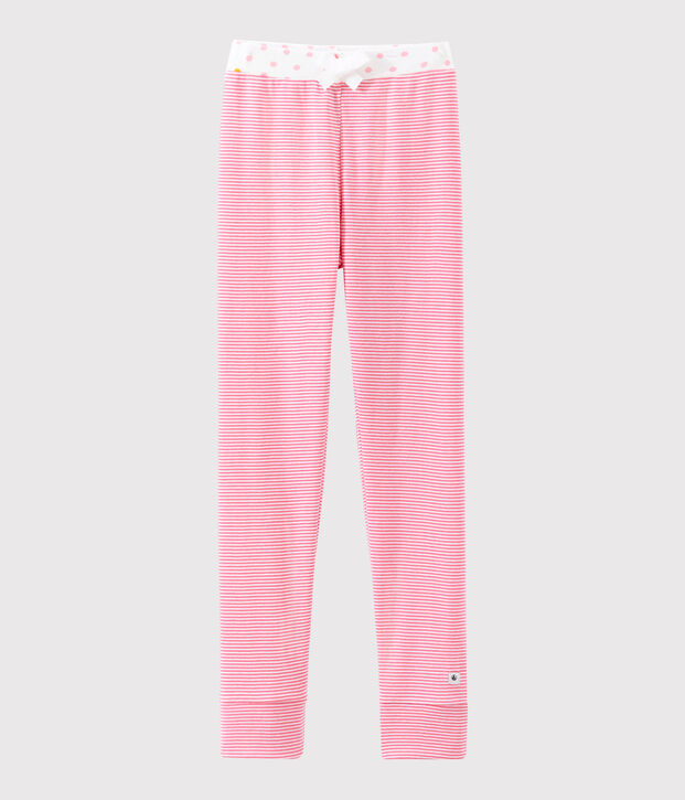 Pantal&oacute;n de pijama para ni&ntilde;a rosa/blanco