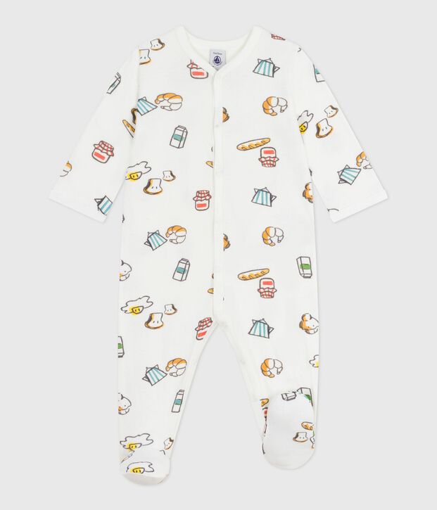 Pijama de t&uacute;bico estampado para beb&eacute; blanco/multicolor