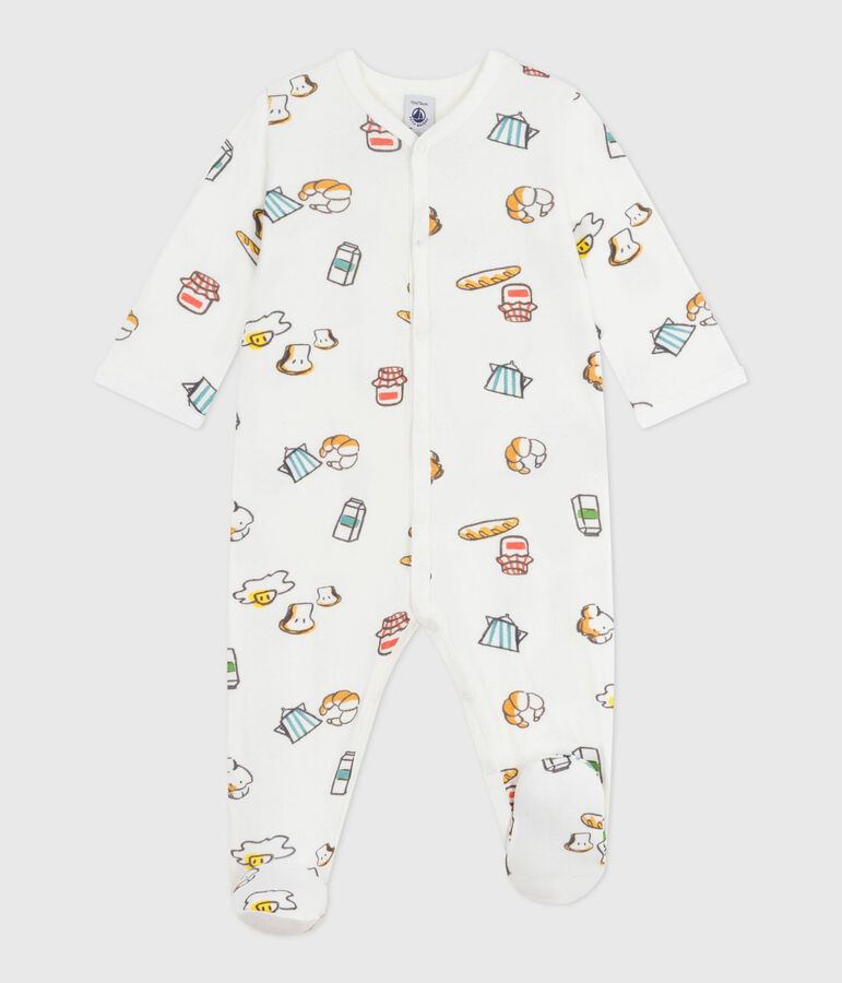 Pijama de t&uacute;bico estampado para beb&eacute; blanco/multicolor