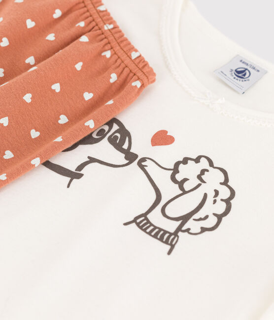 Pijama de algodón para niña blanco MARSHMALLOW/blanco MULTICO