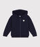 Sudadera de felpa con cremallera y capucha para niña azul SMOKING